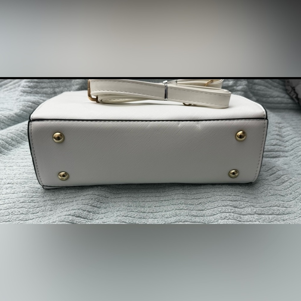 Women Crossbody Tote Bag PU Leather Tote Top Handle Satchel Shoulder Bag, White - Picture 5 of 14